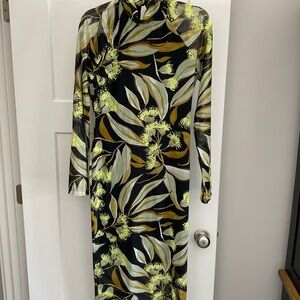 Anthropologie Black and Yellow Long Sleeve Dress